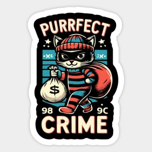 Cute Cat Burglar - Purrfect Crime - Vintage Distressed Sticker